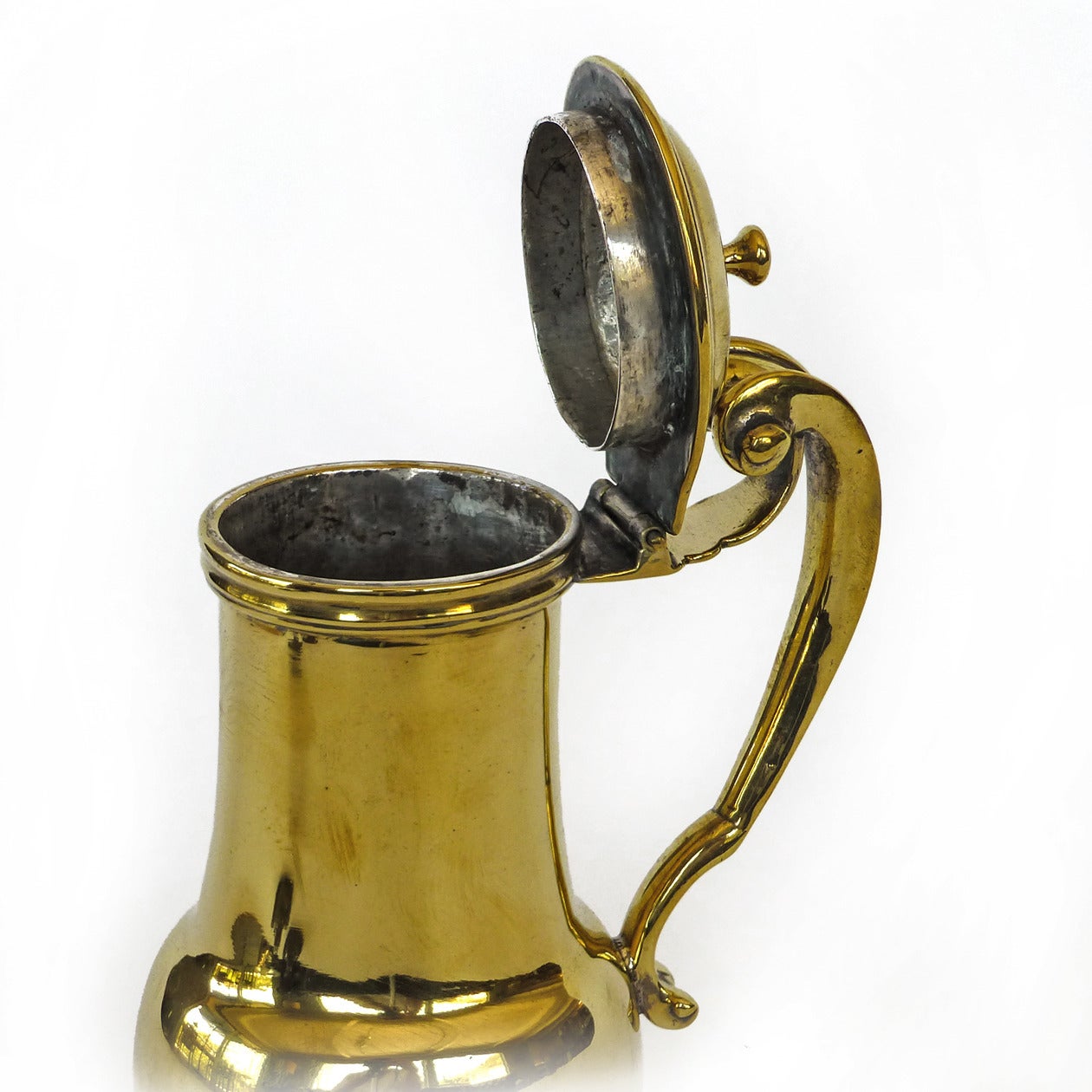 Cast French Brass “Silver Form” Hot Water or Shaving Ewer, circa 1725