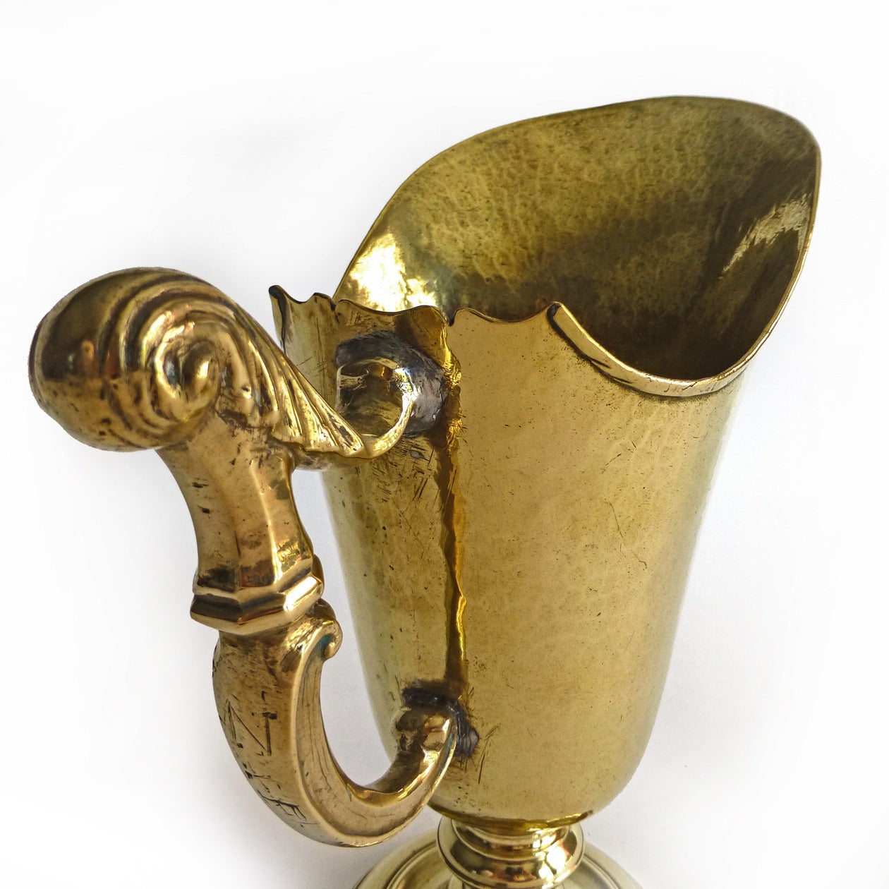 French or English Helmet Shaped Ewer with Harp Shaped Handle, circa 1725