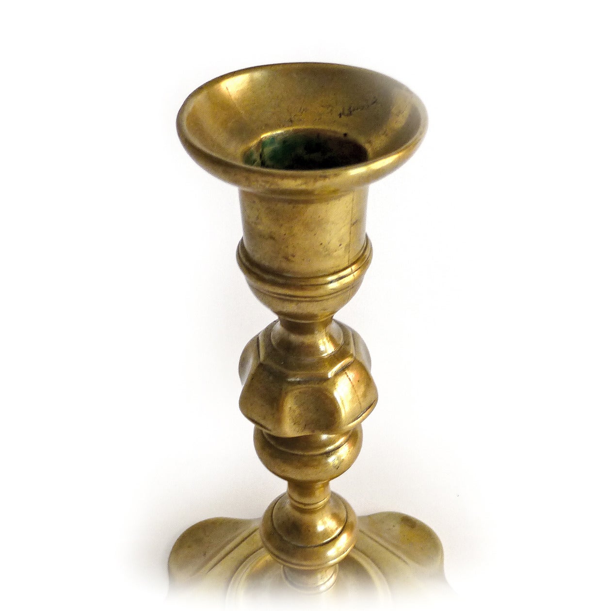 Great Britain (UK) Queen Anne Petal Base English Candlestick, circa 1740 For Sale