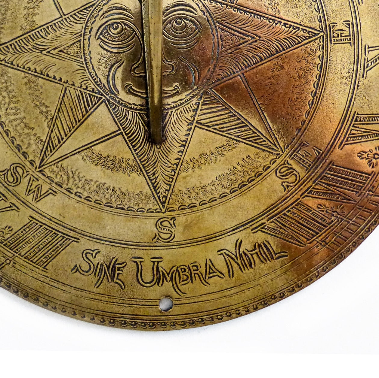 Great Britain (UK) English Victorian 19th Century Brass Sundial with Roman Numerals, circa 1875