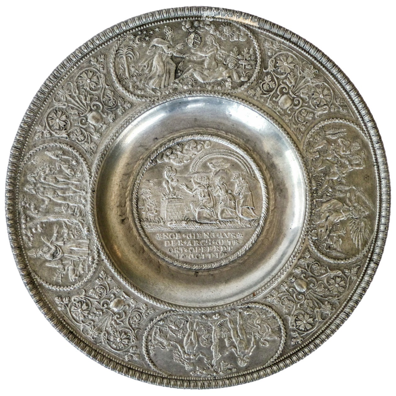 German Pewter Plate, ‘Kurfurstenteller’, Dated 1619 For Sale