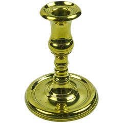 Antique Single Russian Brass Round Base Candlestick, circa 1820