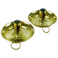 Rare Pair of Swedish Brass Candlesticks Signed “Skultuna” circa 1850