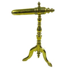 Antique Tall Brass English Goffering Iron with Original “Barrel Plug” circa 1850