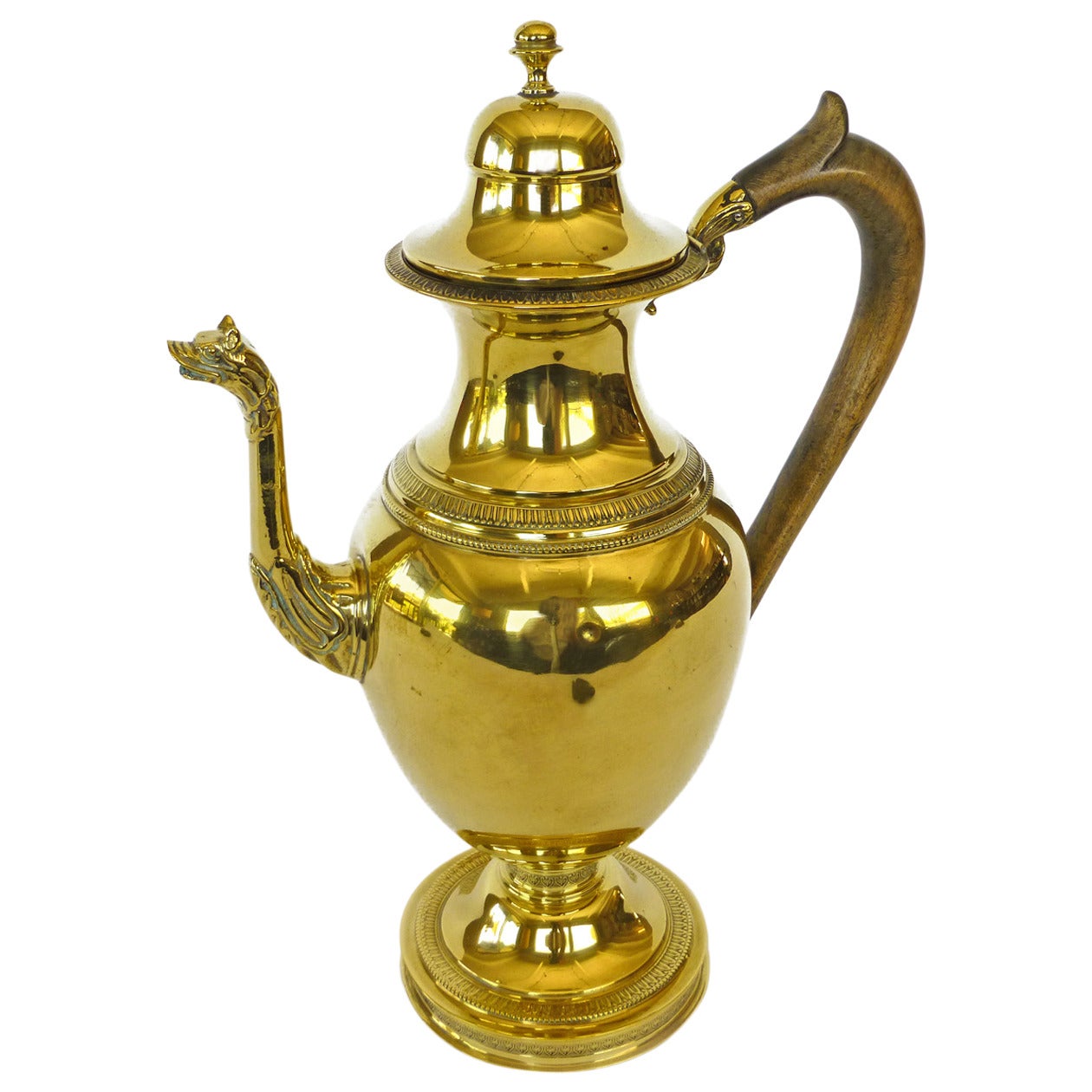 French Brass Coffee Pot, circa 1865 For Sale