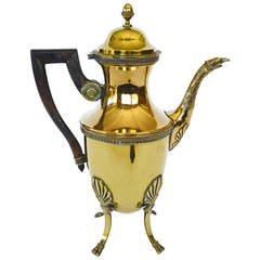 Antique French Brass Four-Legged Coffee Pot, circa 1840