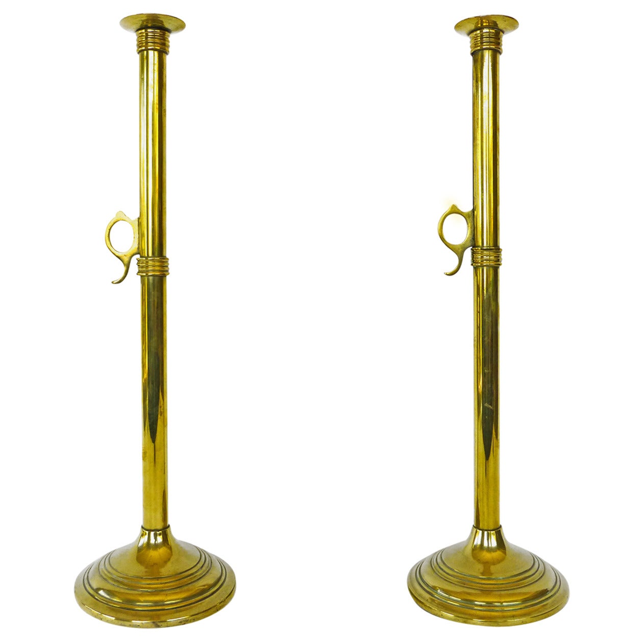 English Brass Pulpit Sticks with Side Ejectors, circa 1875 For Sale