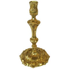 English Bronze Rococo Candlestick, circa 1800