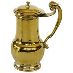 Antique French Brass “Silver Form” Hot Water or Shaving Ewer, circa 1725