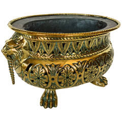 French Brass Pierced and Repousse Oval Jardiniere, circa 1800