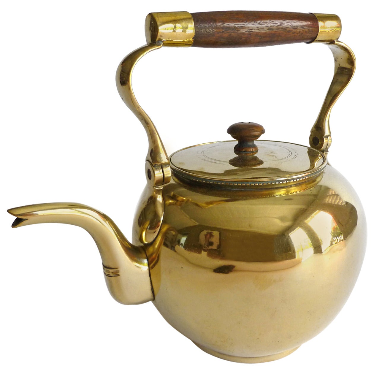 Rare English Brass Silver Form Tea Kettle, circa 1720 For Sale at 1stDibs