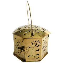 Rare Dutch Octagonal Pierced Brass Foot Warmer, circa 1720
