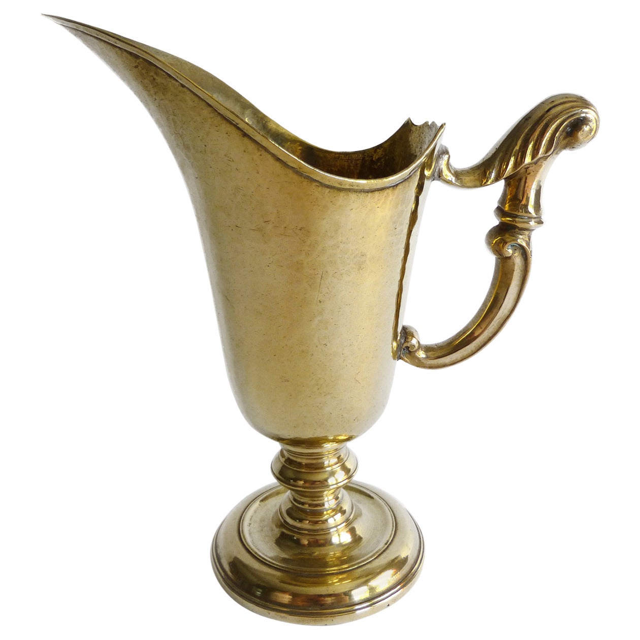 French or English Helmet Shaped Ewer with Harp Shaped Handle, circa 1725 For Sale