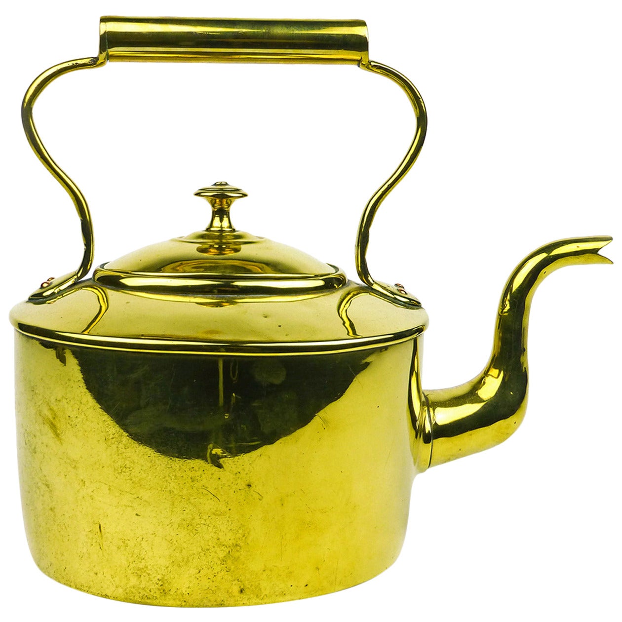 English Brass Tea Kettle, circa 1840 For Sale