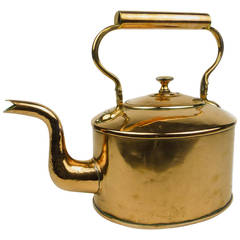 Antique Large Oval English Copper Tea Kettle, circa 1840