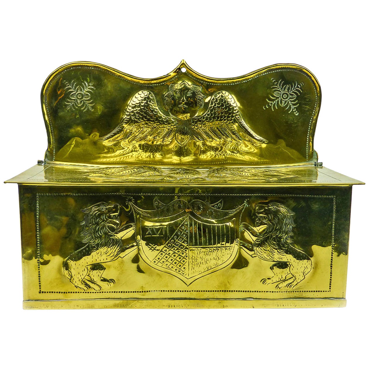 English or Dutch Brass Candle Box, circa 1875 For Sale