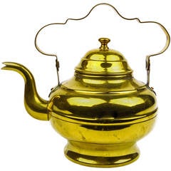 Antique Small Dutch Brass Tea Pot with Swing Handle, circa 1840