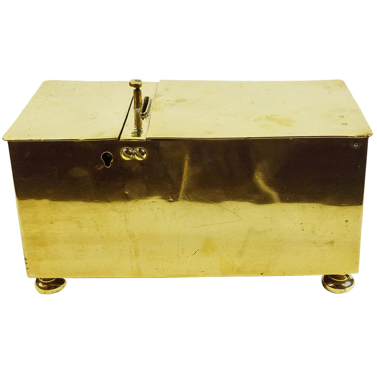 English Brass “Honor” Tobacco Box, circa 1850 For Sale