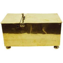 Antique English Brass “Honor” Tobacco Box, circa 1850