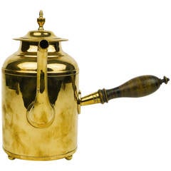 Antique Swedish Side-Handle Brass Coffee Pot, circa 1850