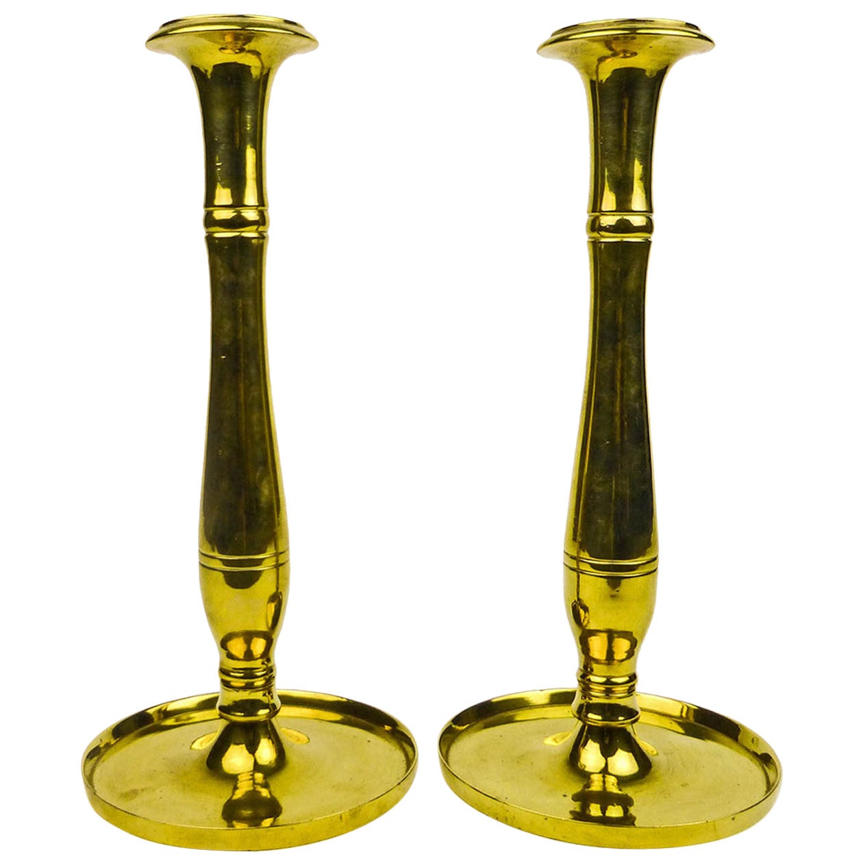 Pair of Early 19th Century Russian Brass Candlesticks, circa 1840 For Sale
