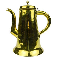 Antique Rare English Brass Skirt Base Coffee Pot, circa 1790