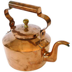 Small American Copper Tea Kettle with Swing Handle, circa 1850