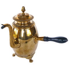 Antique Swedish Brass Coffee Pot Signed "SB, " circa 1825