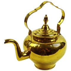 Antique Small Size Dutch Brass Tea Pot or Kettle, circa 1765