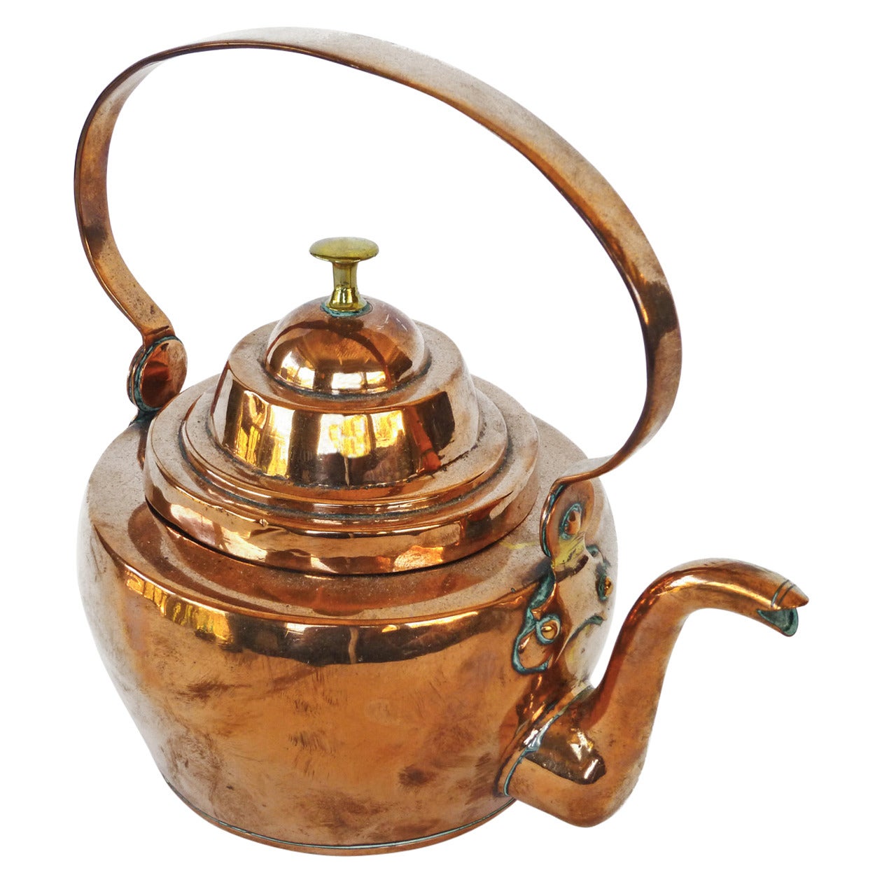 Rare Small Dutch Copper Tea Kettle, circa 1850