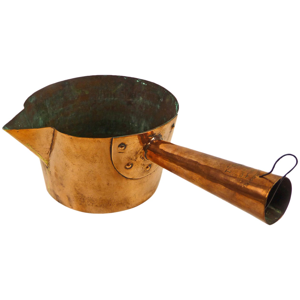American Copper Spouted Pot, circa 1865 For Sale