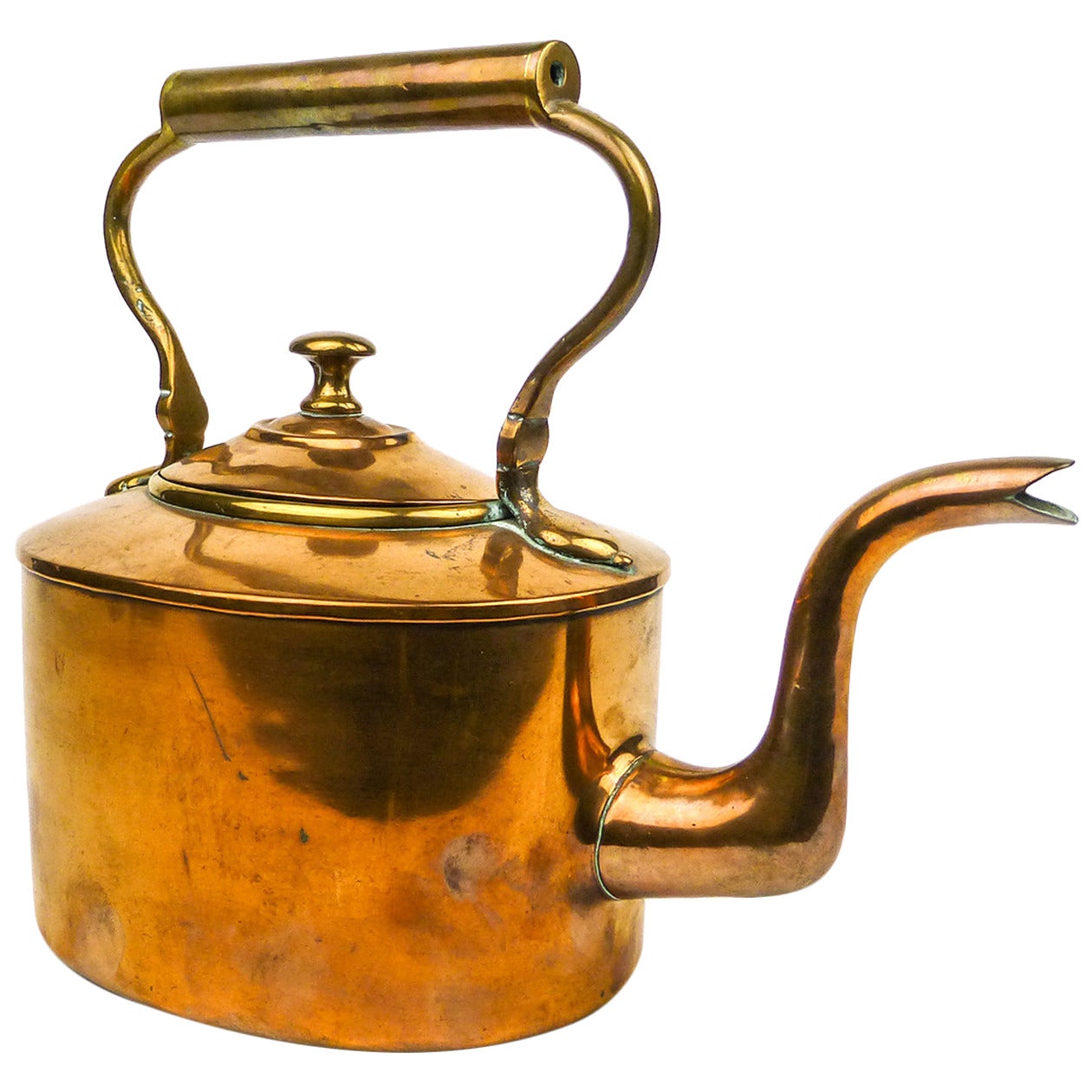 English Copper Tea Kettle, circa 1840 For Sale