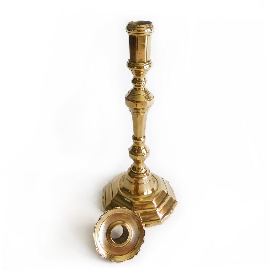 Large French Bell Metal Single Candlestick, circa 1750