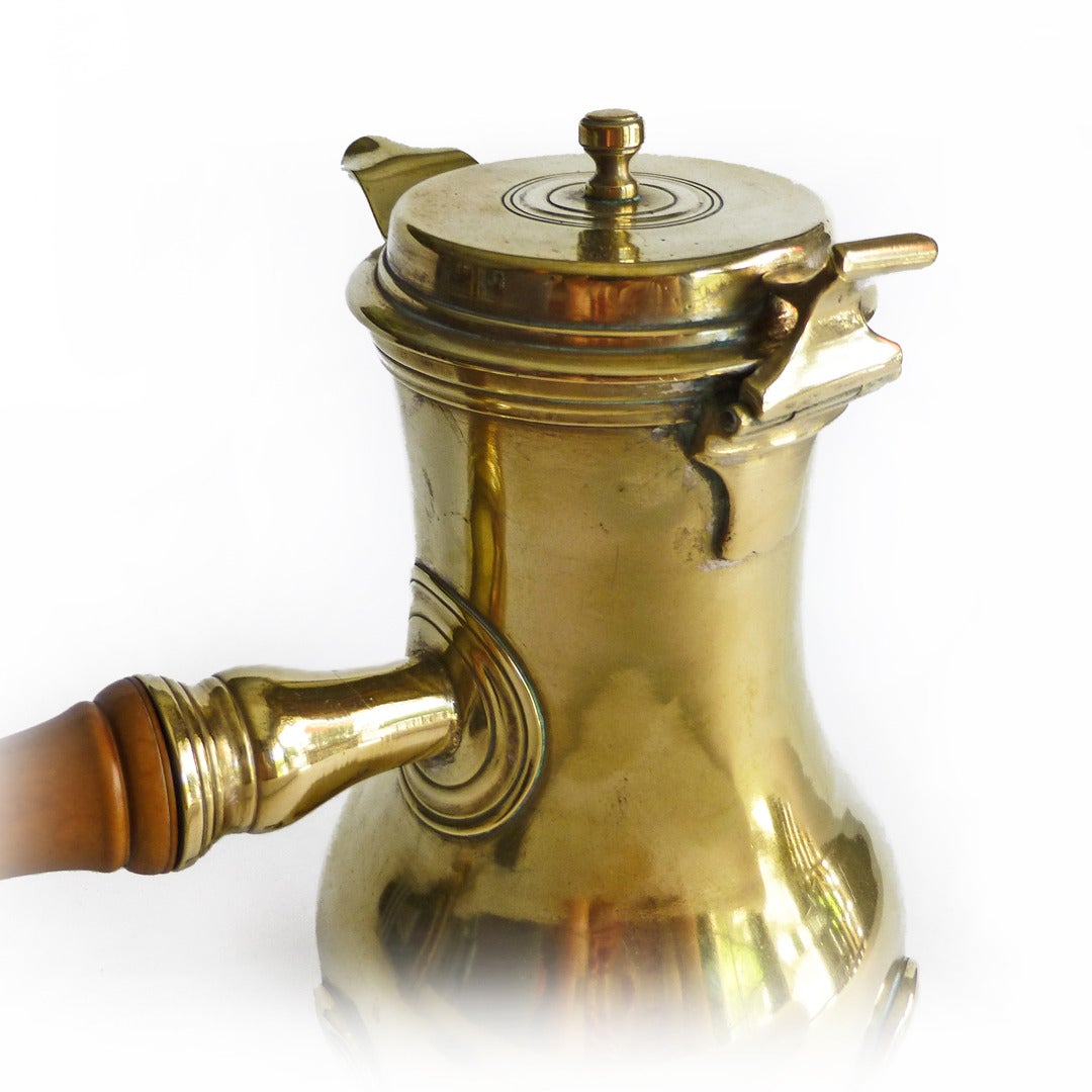 Mid-18th Century Rare French Three-Legged Silver Form Brass Coffee Pot, circa 1765