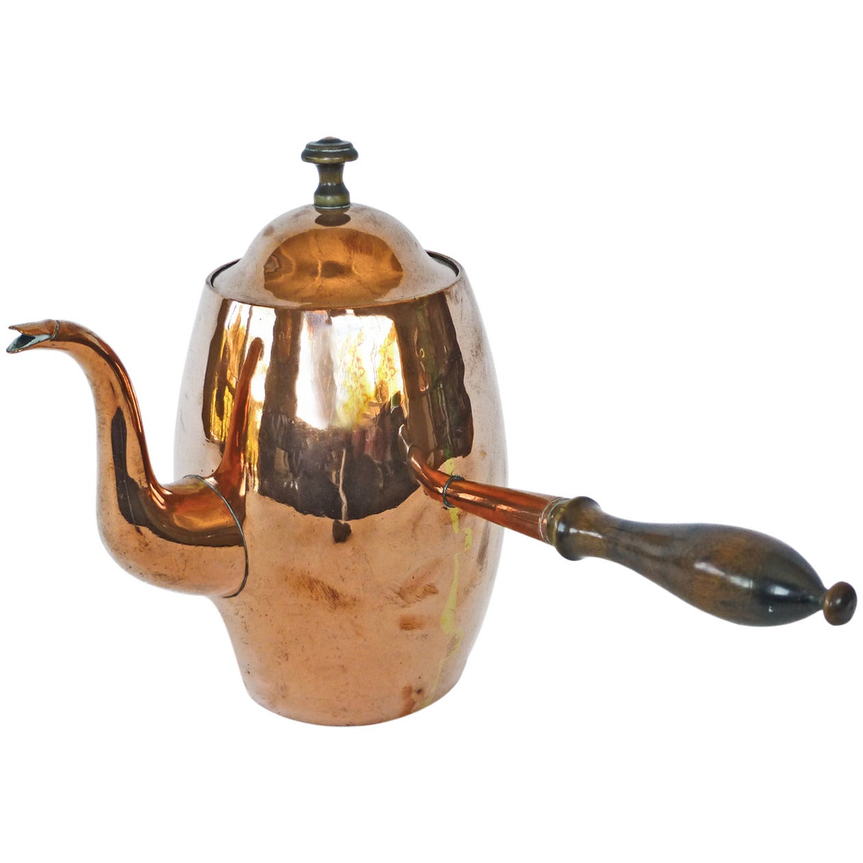 German Barrel-Shaped Copper Coffee Pot, circa 1820 For Sale