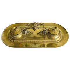 Antique English or French Bronze Partners Desk Stand, circa 1880