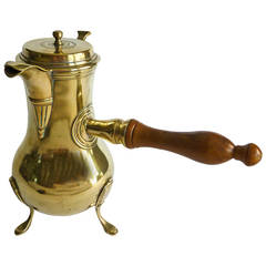 Antique Rare French Three-Legged Silver Form Brass Coffee Pot, circa 1765