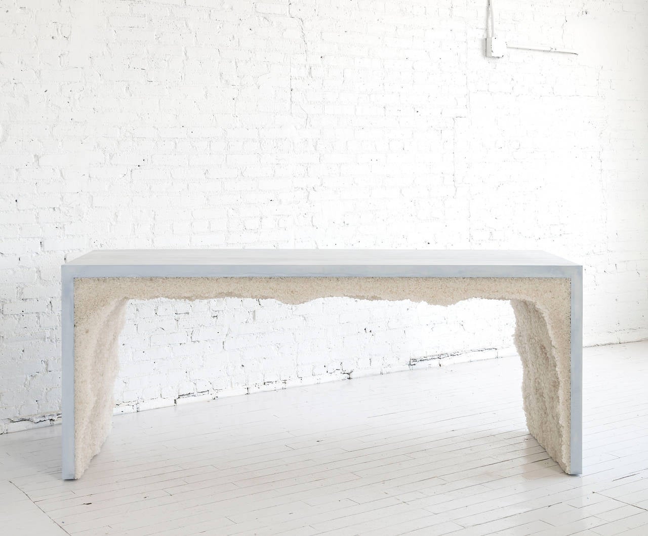 American Ice Blue Cement and Rock Salt Console by Fernando Mastrangelo For Sale