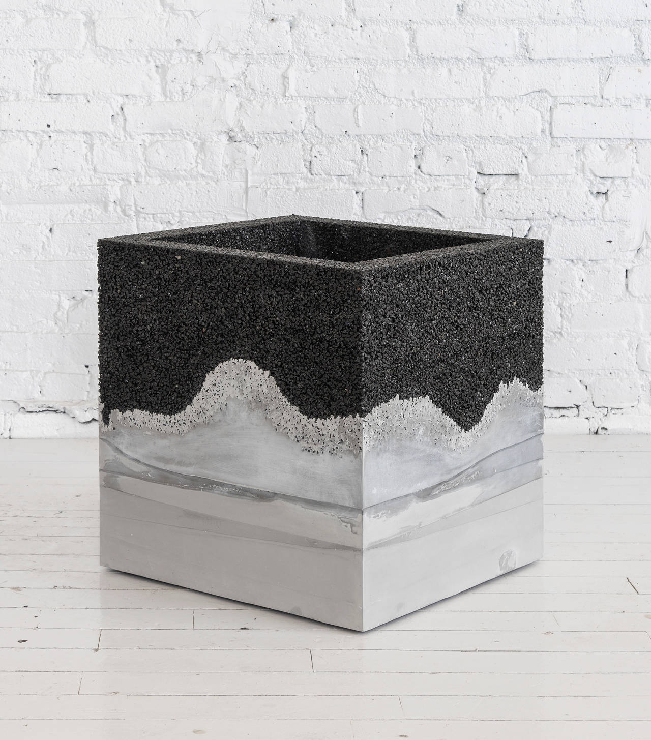 Modern Gray Cement and Crushed Granite Planter by Fernando Mastrangelo For Sale
