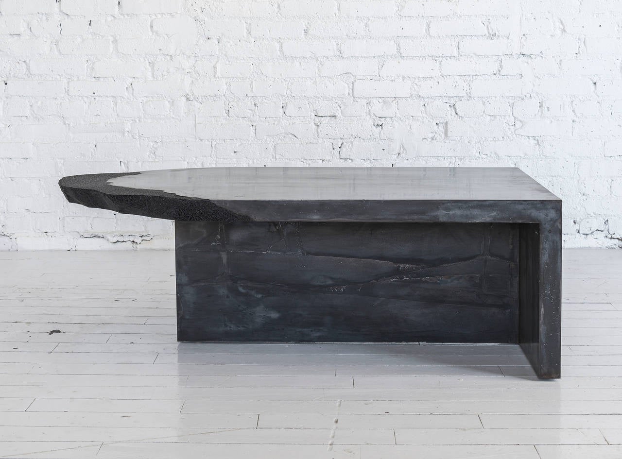 Modern Black Cement and Silica Table by Fernando Mastrangelo For Sale