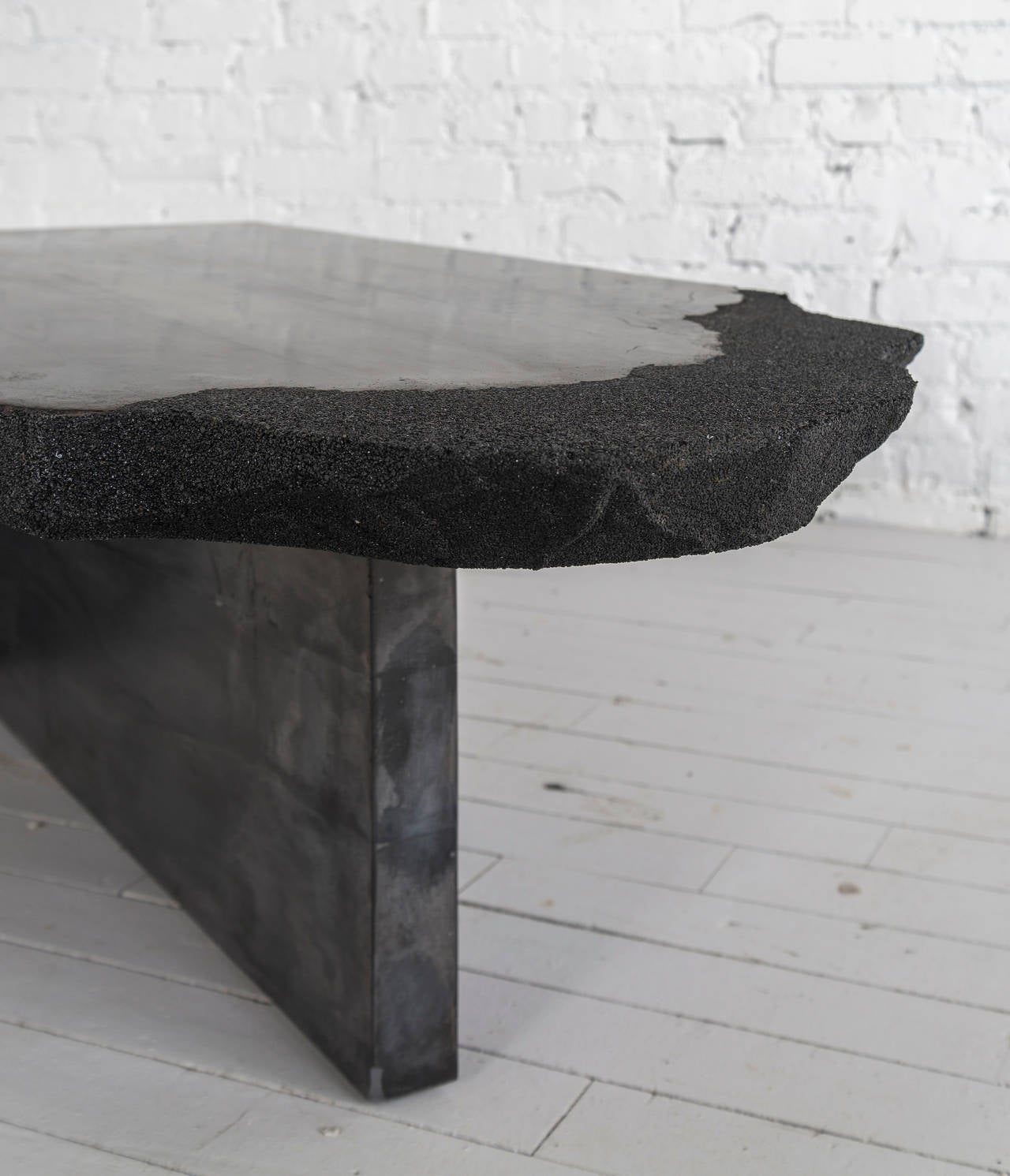 Contemporary Black Cement and Silica Table by Fernando Mastrangelo For Sale