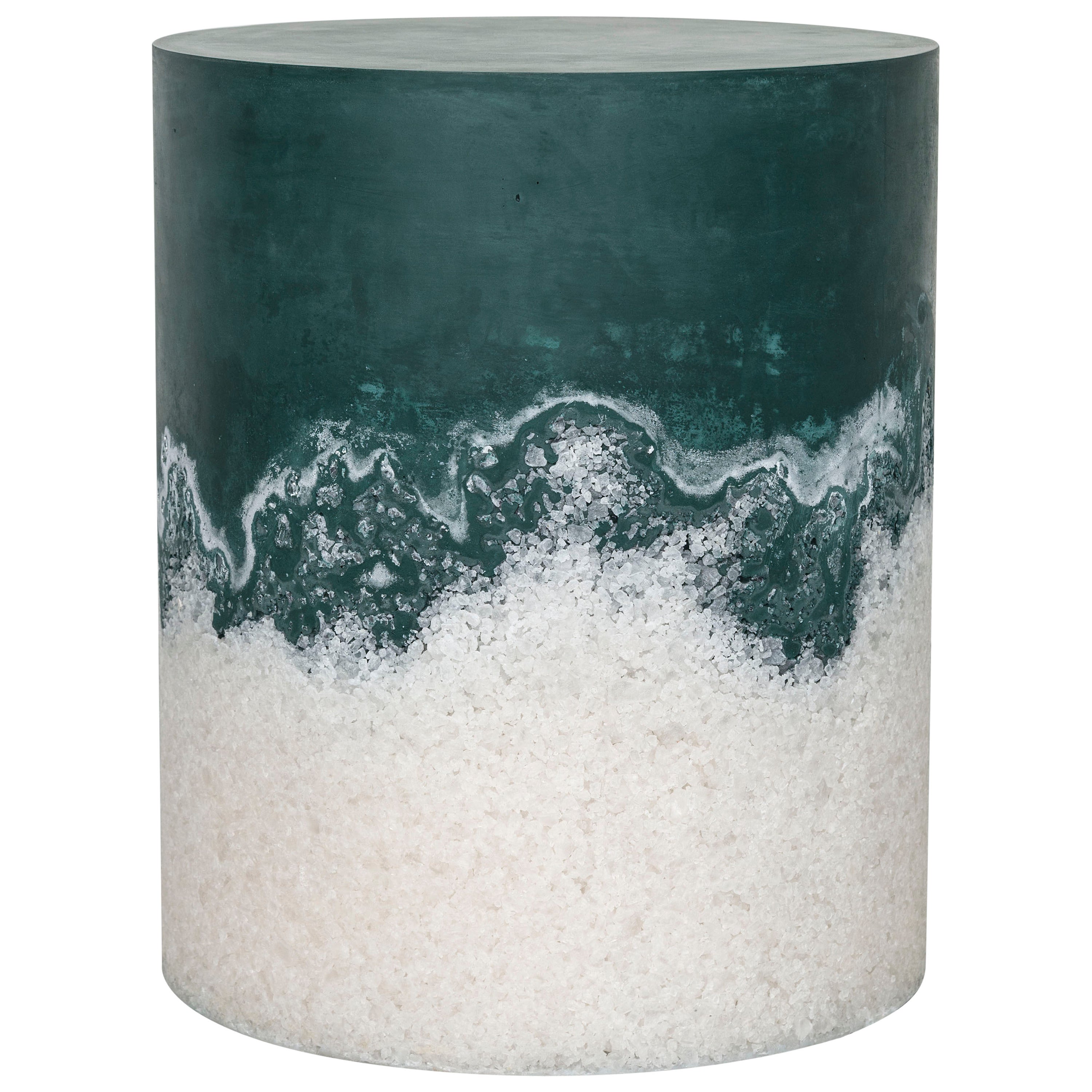 Hunter Green Cement and Rock Salt Drum by Fernando Mastrangelo For Sale