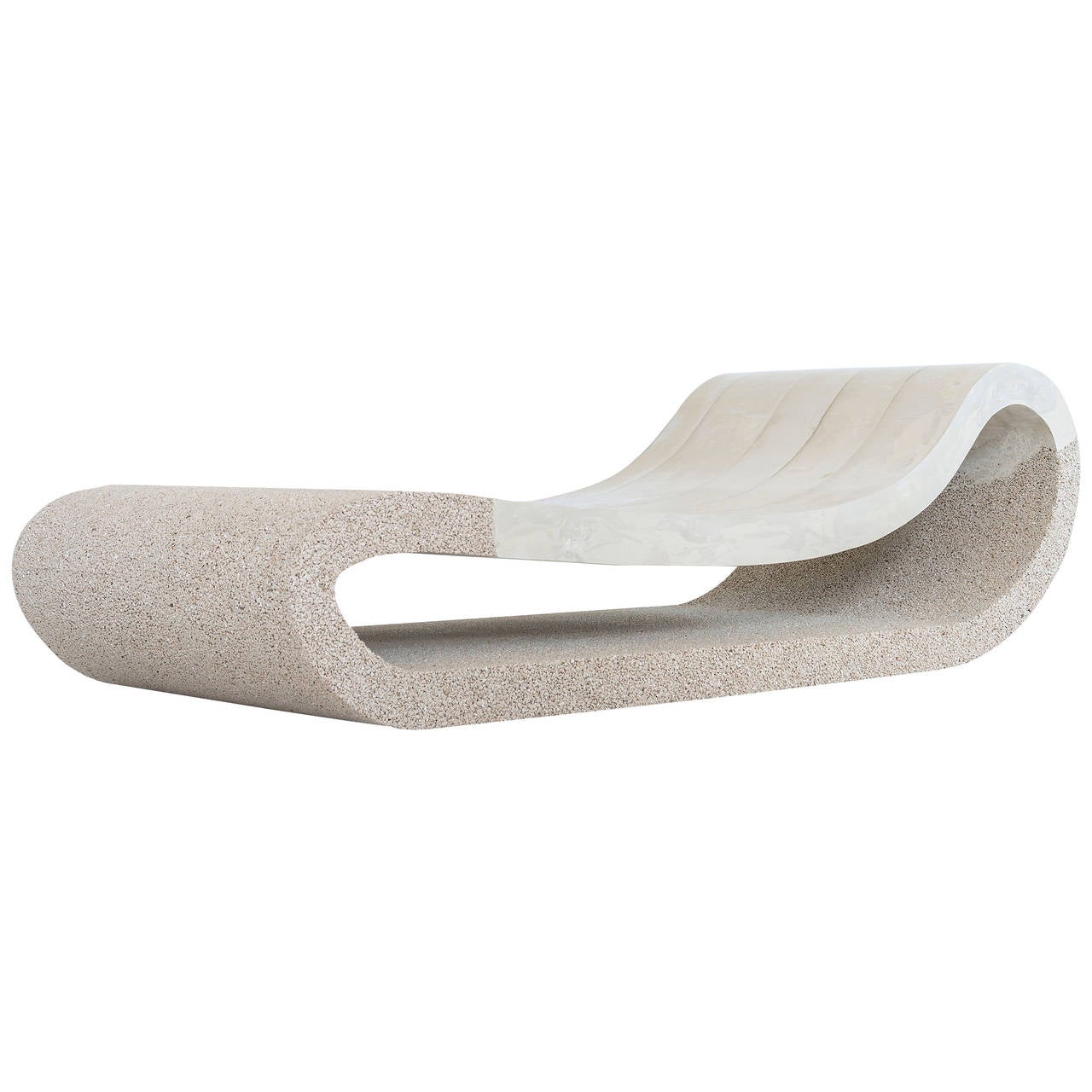 Cream Cement and Porcelain Chaise Lounge by Fernando Mastrangelo For