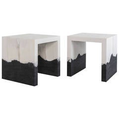 Raw Cement and Black Silica Side Table