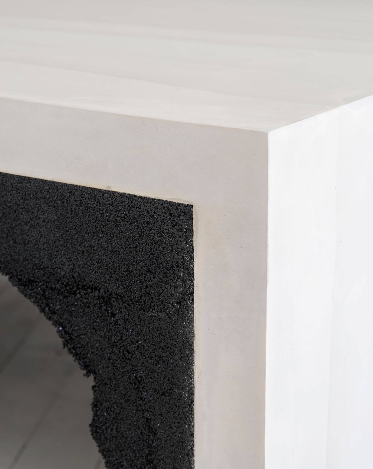 American White Cement and Black Silica Coffee Table For Sale