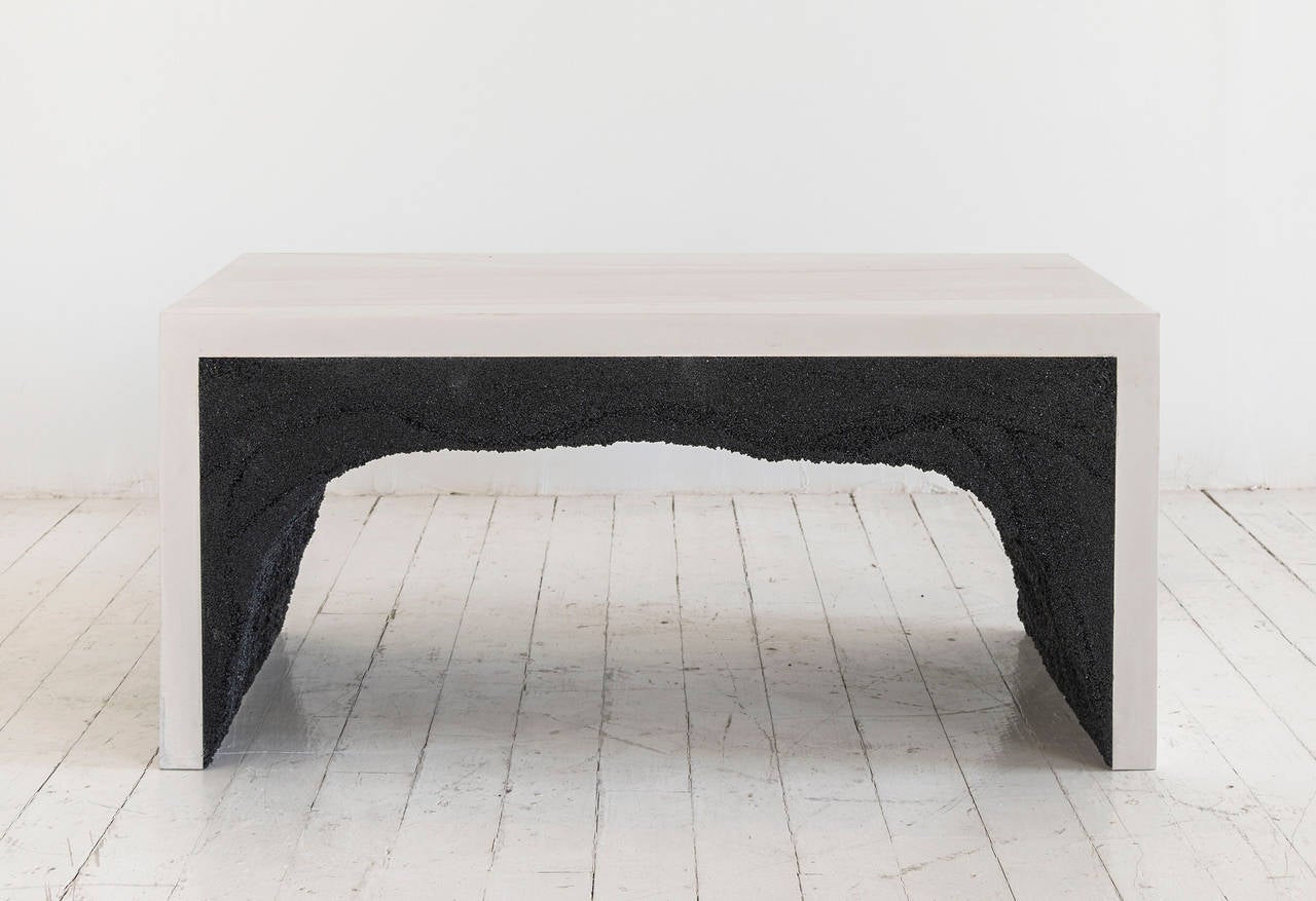 Modern White Cement and Silica Bench by Fernando Mastrangelo For Sale