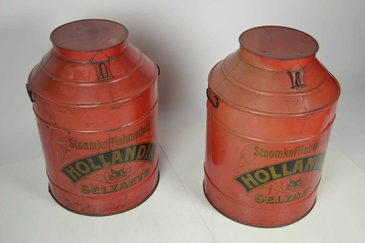 Two Beautiful Big Merchant Coffee Containers, circa 1910 1