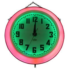 Large 1930s Art Deco Electric Neon Clock Cleveland Ohio 12