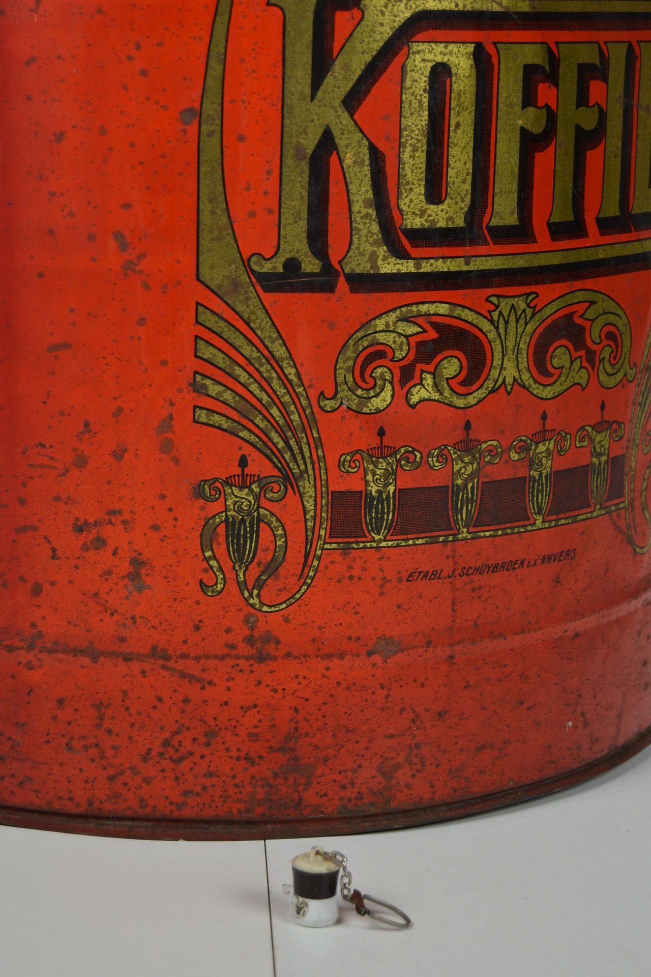 Belgian Art Nouveau Metal Coffee Bin, circa 1910