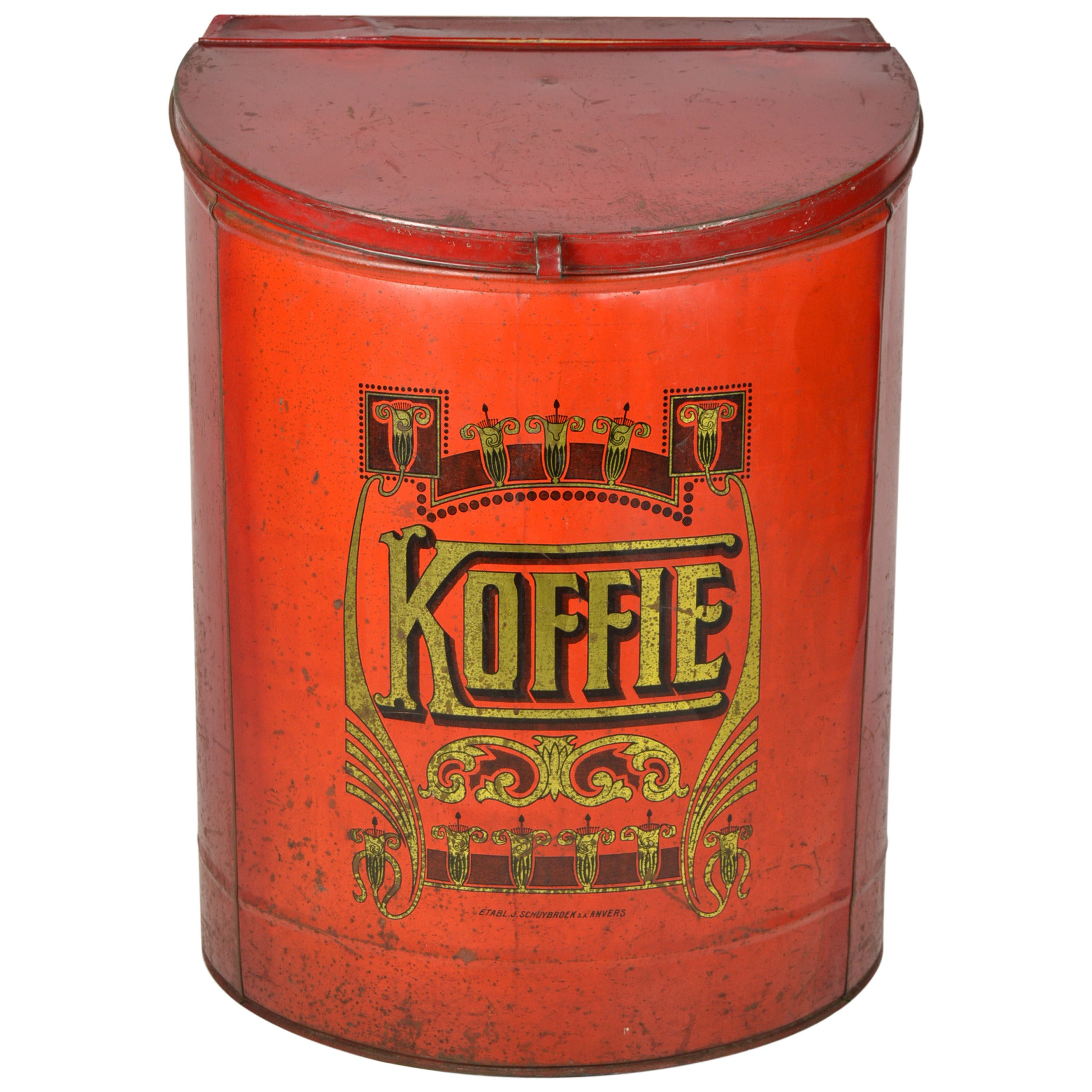 Art Nouveau Metal Coffee Bin, circa 1910